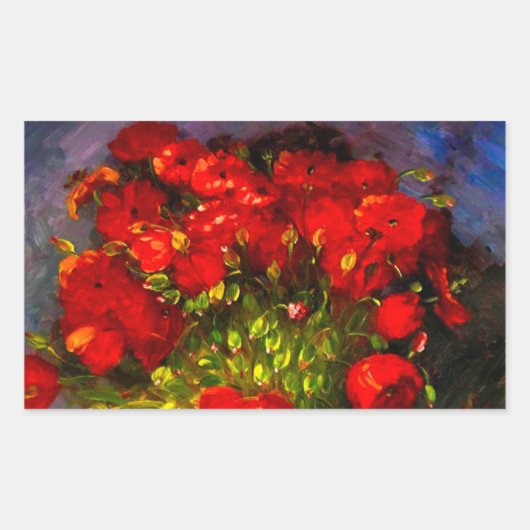 Van Gogh Red Poppies Rechthoekige Sticker (Voorkant)
