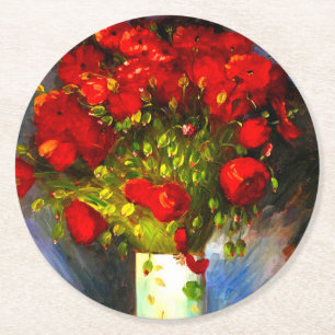 Van Gogh Red Poppies Ronde Kartonnen Onderzetter