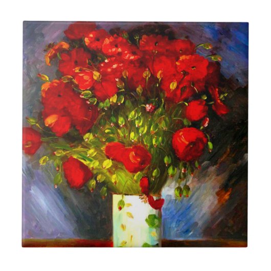 Van Gogh Red Poppies Tegeltje (Voorkant)