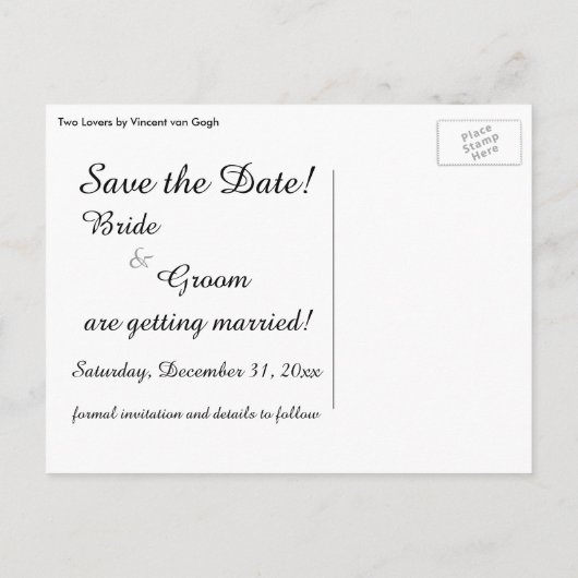 Van Gogh redt de Datum! Twee luiken Aankondigingskaart (Achterkant)