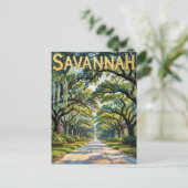 Van Gogh Retro Savannah Georgia Oak Avenue Reizen Briefkaart (Staand voorkant)