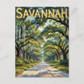 Van Gogh Retro Savannah Georgia Oak Avenue Reizen Briefkaart (Voorkant)