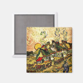 Van Gogh: Rietgedekte huizen in het zonlicht werp Magneet (Voorkant / Achterkant)