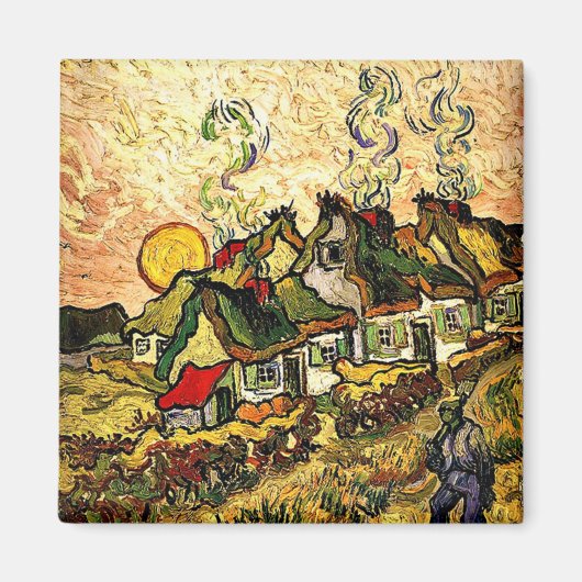 Van Gogh: Rietgedekte huizen in het zonlicht werp Magneet (Voorkant)