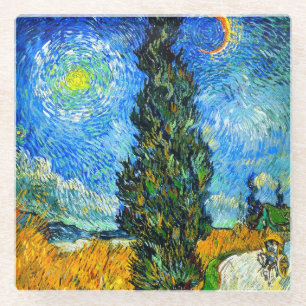 Van Gogh Road met Cypress en Star Glazen Onderzetter