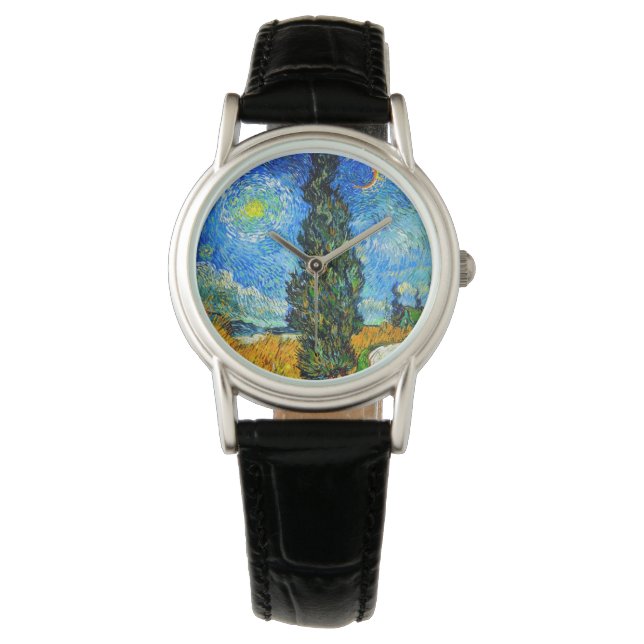 Van Gogh Road met Cypress en Star Horloge (Voorkant)