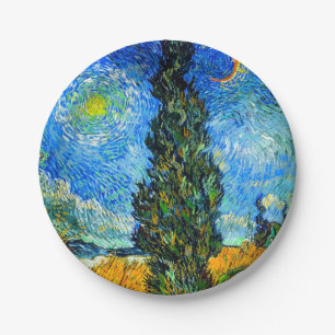 Van Gogh Road met Cypress en Star Papieren Bordje