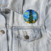 Van Gogh Road met Cypress en Star Ronde Button 5,7 Cm (In situ)