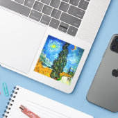 Van Gogh Road met Cypress en Star Sticker (Laptop met iPhone)
