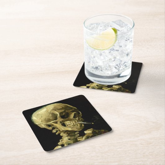 Van Gogh Roken Skelet Vierkante Kartonnen Onderzetter (Insitu)