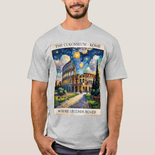 Van Gogh Rome Colosseum Olie Schilderij Retro Vint T-shirt