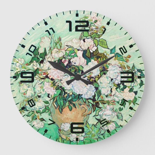 Van Gogh Roses Wall Clock – Mint Elegance Grote Klok (Voorkant)