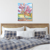 Van Gogh - Roze Perenbomen Canvasprint Canvas Afdruk (Insitu (Slaapkamer))