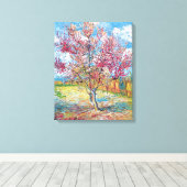 Van Gogh - Roze Perenbomen Canvasprint Canvas Afdruk (Insitu (Houten vloer))