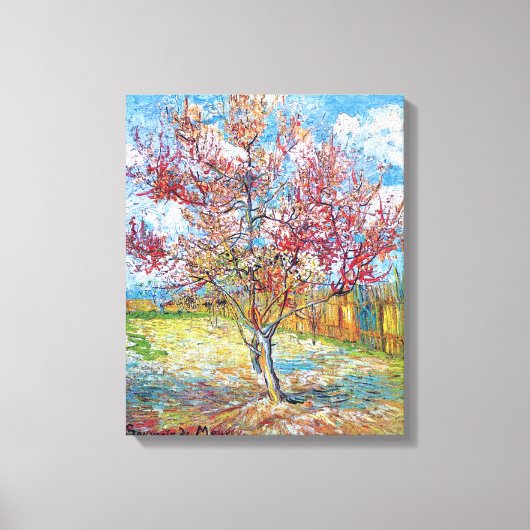 Van Gogh - Roze Perzikbomen Canvas Afdruk (Voorkant)