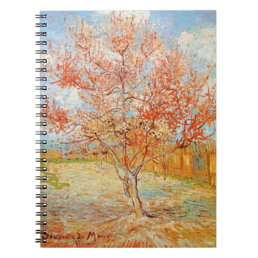 Van Gogh Roze Perzikboom in Blossom-laptop Notitieboek (Voorkant)