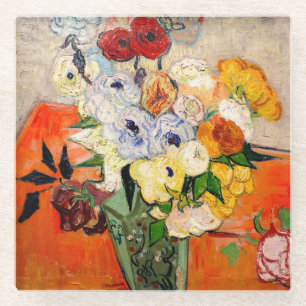 Van Gogh Rozen en Anemones Glazen Onderzetter