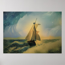 Van Gogh Sailor Boat in de Oceaan
