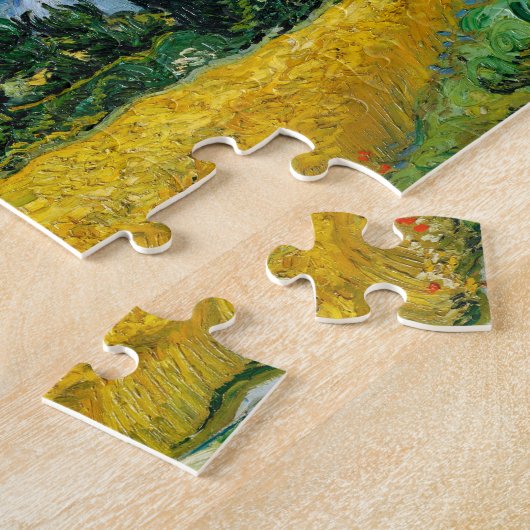 Van Gogh schilderende tarweveld met persstructuur Legpuzzel (Zijkant)