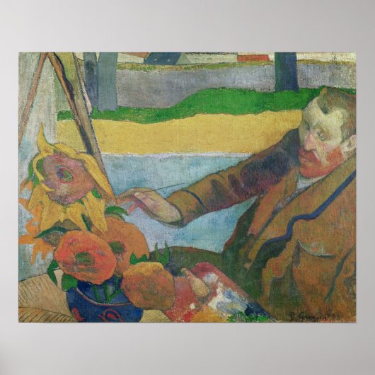Van Gogh schilderende zonnebloemen, 1888 Poster (Voorkant)