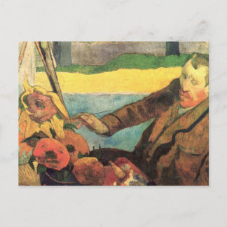 Van Gogh schilderende zonnebloemen - Paul Gauguin Briefkaart