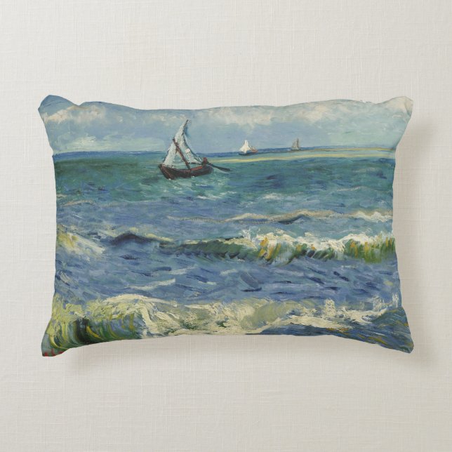 Van Gogh Seascape in Saintes Maries de la Mer Accent Kussen (Voorkant)