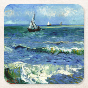 Van Gogh - Seascape Vierkante Kartonnen Onderzetter