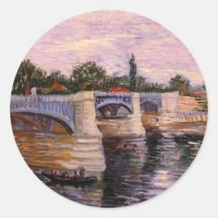 Van Gogh Seine, met Pont del Grande Jette Ronde Sticker
