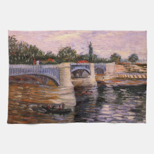 Van Gogh Seine, met Pont del Grande Jette Theedoek