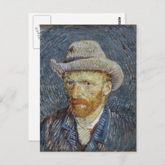 Van Gogh Self Portrait Grey Felt Pet schilderkunst Briefkaart (Voorkant / Achterkant)