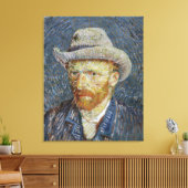 Van Gogh Self Portrait Grey Felt Pet schilderkunst Canvas Afdruk (Insitu (Woonkamer))