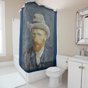Van Gogh Self Portrait Grey Felt Pet schilderkunst Douchegordijn