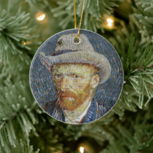 Van Gogh Self Portrait Grey Felt Pet schilderkunst Keramisch Ornament