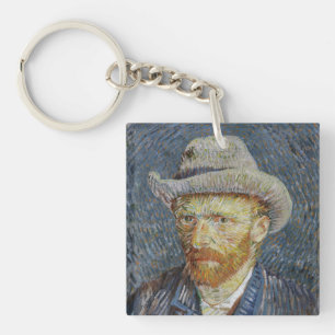 Van Gogh Self Portrait Grey Felt Pet schilderkunst Sleutelhanger