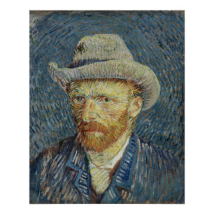 Van Gogh Self-Portret met Glossy Pet met grijs sme Perfect Poster