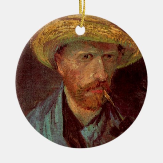 Van Gogh Self Portret met Pet en pijp Keramisch Ornament (Voorkant)