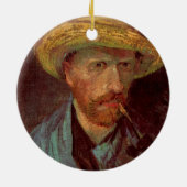 Van Gogh Self Portret met Pet en pijp Keramisch Ornament (Achterkant)