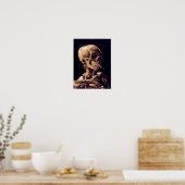 Van Gogh Skeleton Schilderend Poster (Keuken)