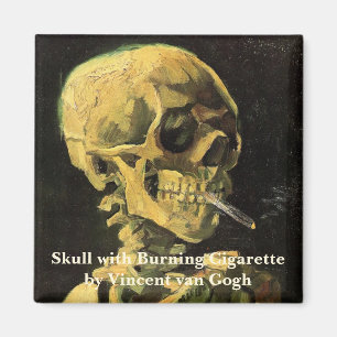 Van Gogh Skull met brandende sigaretten, kunst Magneet