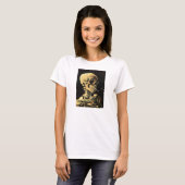 Van Gogh Skull met Burning Cigarette T-shirt (Voorkant volledig)