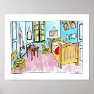Van Gogh slaapkamer eerbetoon schilderij door mij. Poster