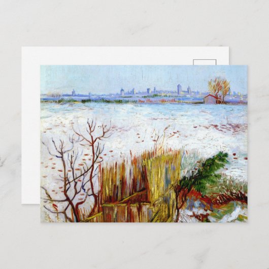 Van Gogh-Snowy Landschap met Arles in Achtergrond Briefkaart (Voorkant / Achterkant)