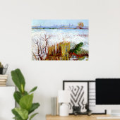 Van Gogh-Snowy Landschap met Arles in Achtergrond Poster (Thuiskantoor)