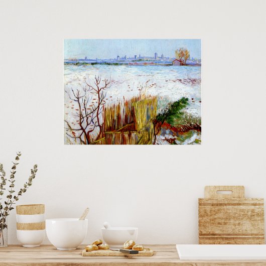 Van Gogh-Snowy Landschap met Arles Poster (Keuken)
