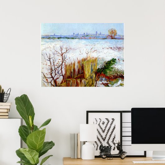 Van Gogh-Snowy Landschap met Arles Poster (Thuiskantoor)
