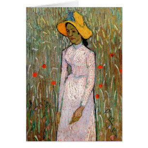 Van Gogh, Staand jong meisje; achtergrond van tarw