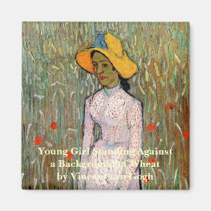 Van Gogh, Staand jong meisje; achtergrond van tarw Magneet