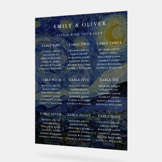 Van Gogh Starry Mariage de nuit Carte de siège (Angle)