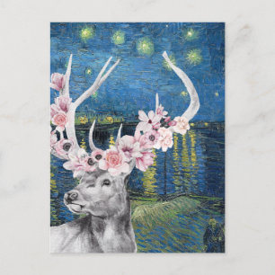 Van Gogh Starry Night en Flower Stag Compilatie Briefkaart