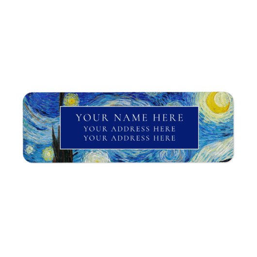 VAN GOGH "STARRY NIGHT" ÉTIQUETTE D'ADRESSE DE RET (Devant)